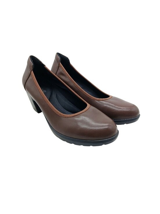 Dream Pairs Shoes - Dream Pairs Edena Brown Block Heel Pumps Women Size 10 Faux Leather Comfort Shoe